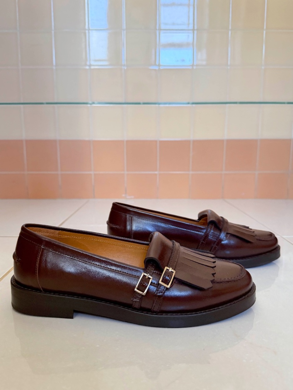 Sezane JOEY LOAFERS Glossy Chocolate Size 8 NWOB - Picture 2 of 11